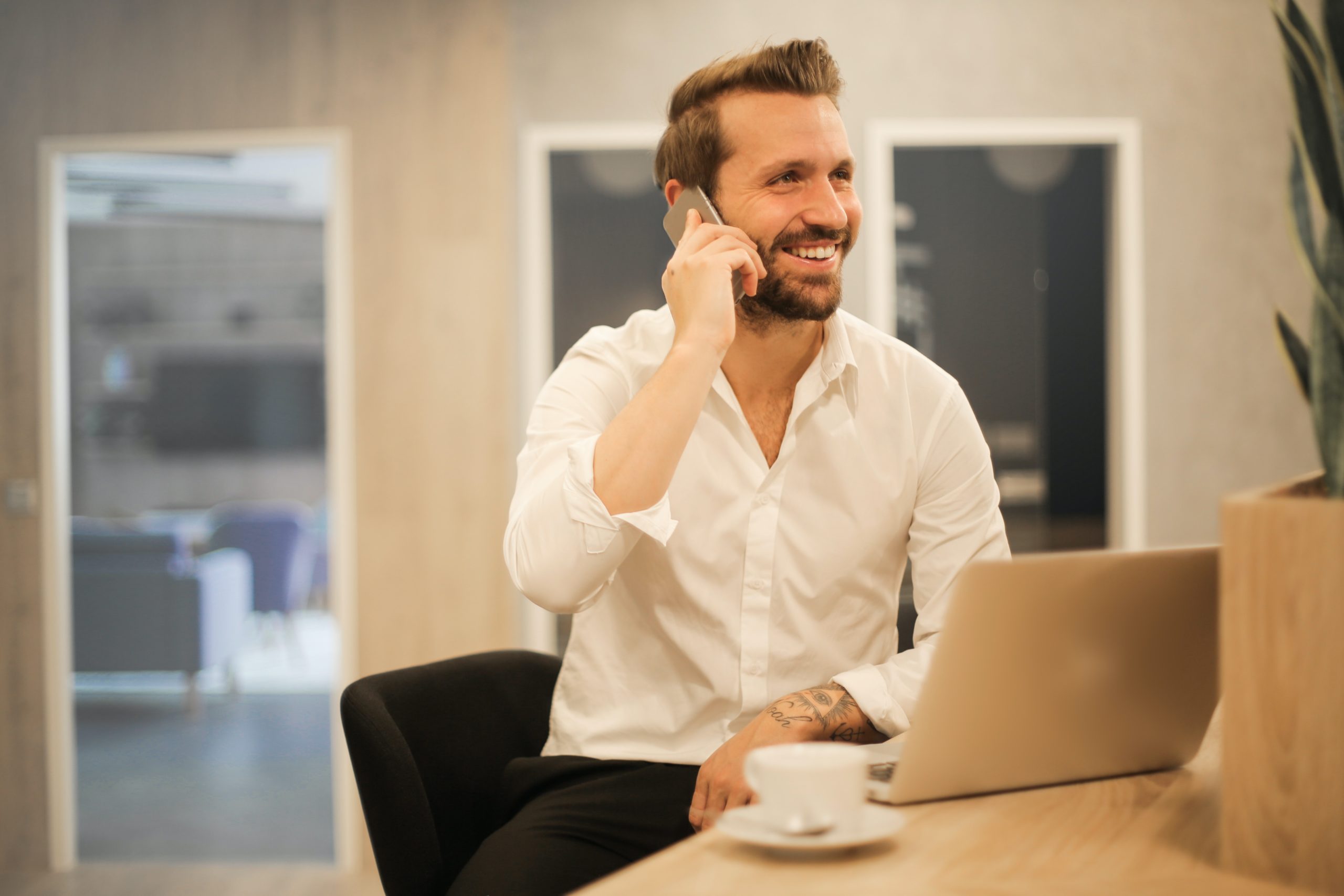 sales man happy phone